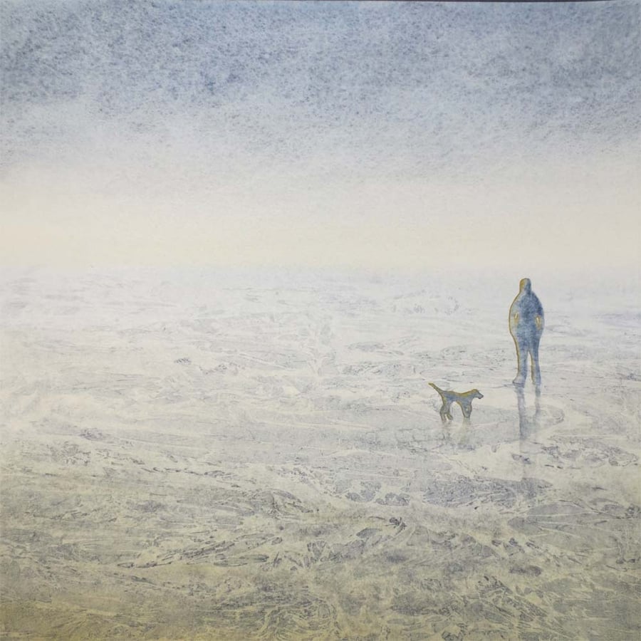 One man and his dog an original watercolour painting