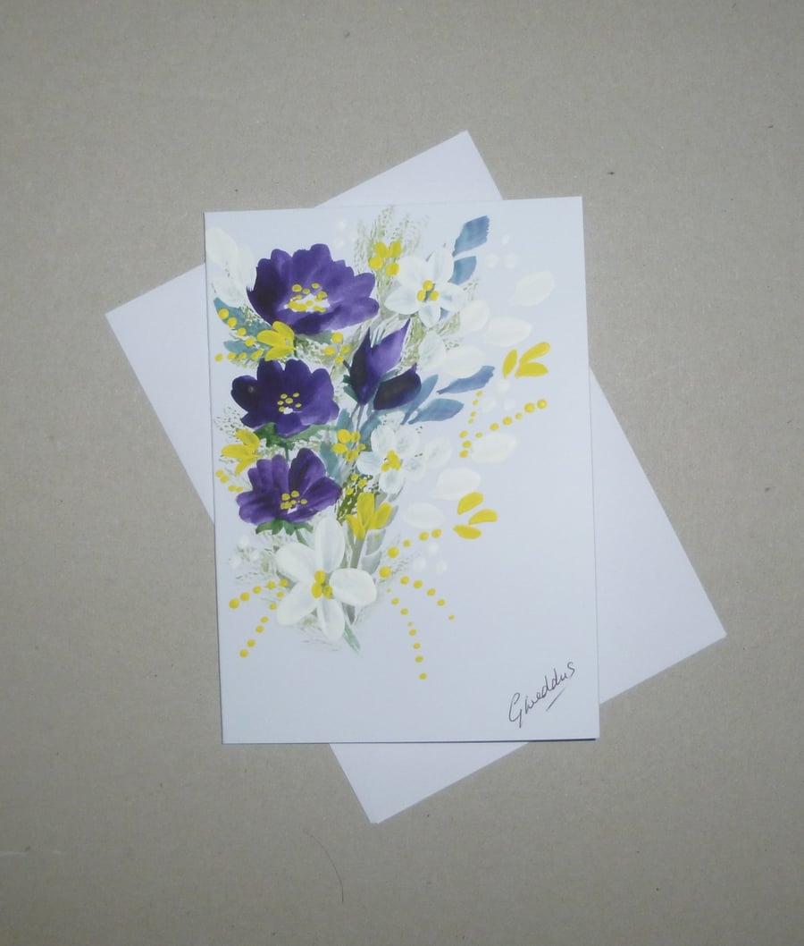 hand painted original art greetings card ( ref FA 490 J3 )