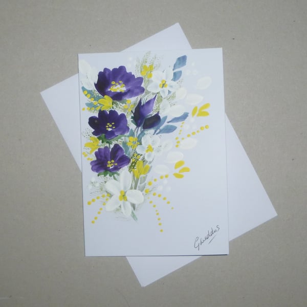 hand painted original art greetings card ( ref FA 490 J3 )
