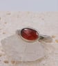 Textured Silver Ring with Faceted Garnet Slice : Size K - Image 4