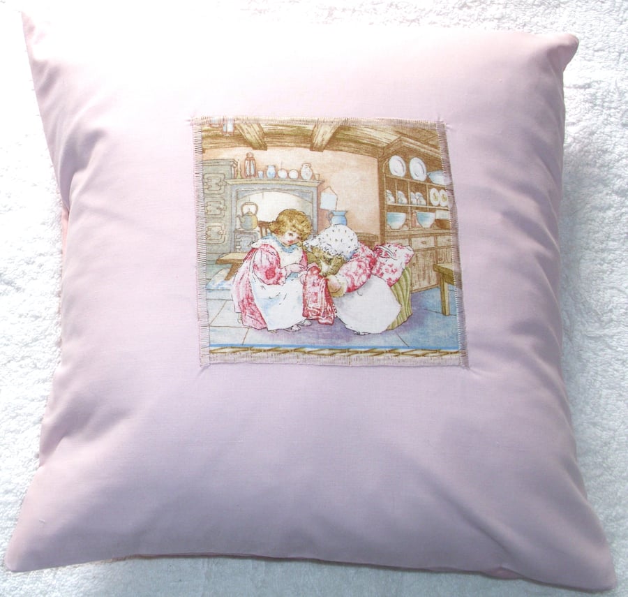  Mrs Tiggy Winkle in her cottage with  Lucie cushion