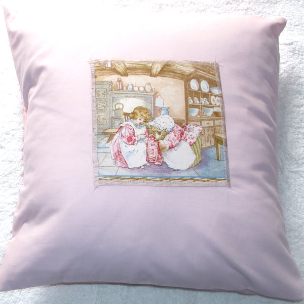  Mrs Tiggy Winkle in her cottage with  Lucie cushion