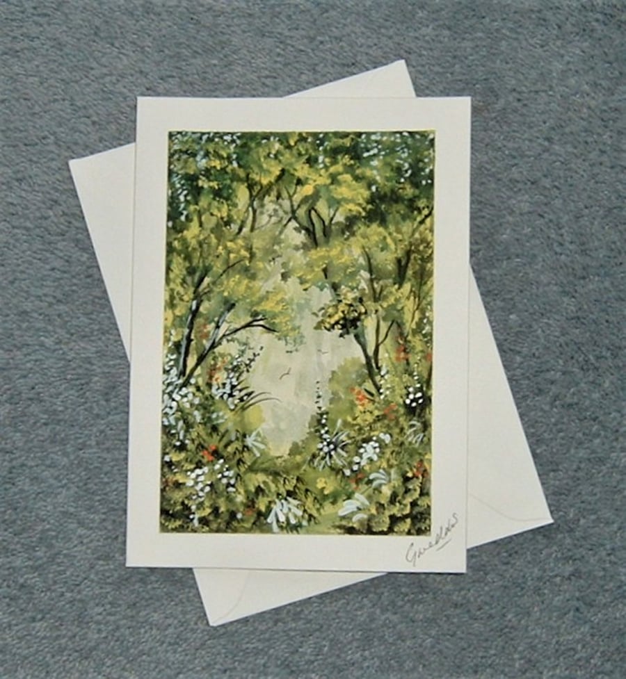 hand painted landscape watercolour blank greetings card ( ref F 61 )