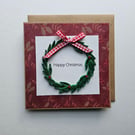 Unique Quilled Wreath Christmas Card Size 5" x 5" (12.5cm x 12.5cm)