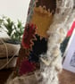 Boho Hippy Chic Bottle Decoration Folk Art Patchwork & Fur Trim 35cm Height - Image 3