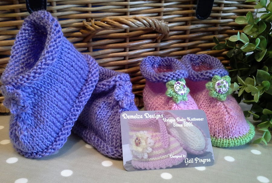 Luxery Baby Girl's Booties WITH COTTON 3-9 months TWO PAIR PACK