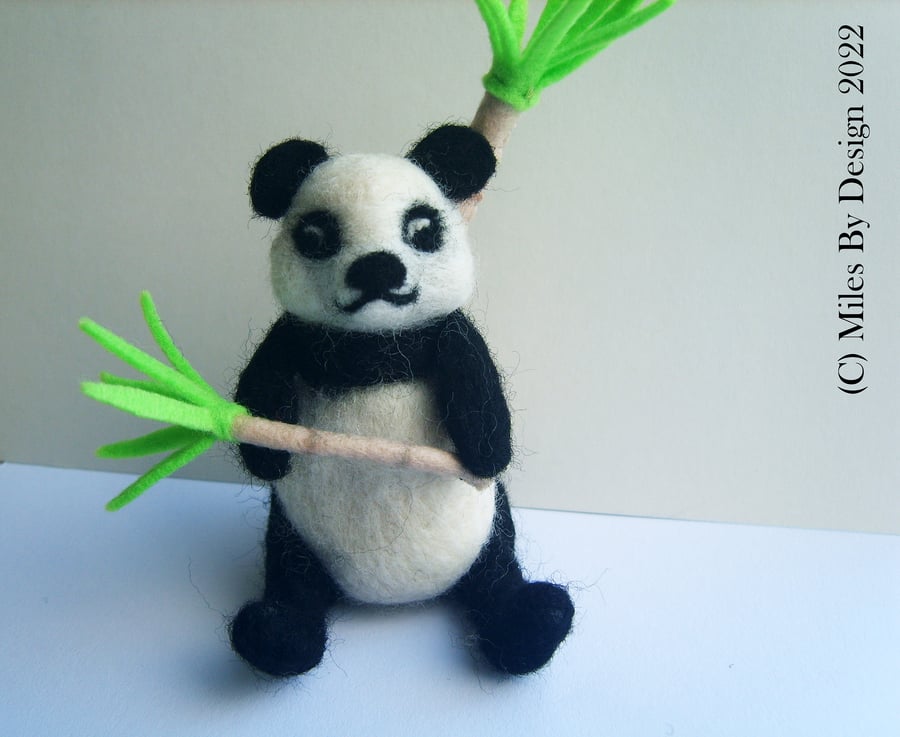 Needlefelted Panda with Bamboo