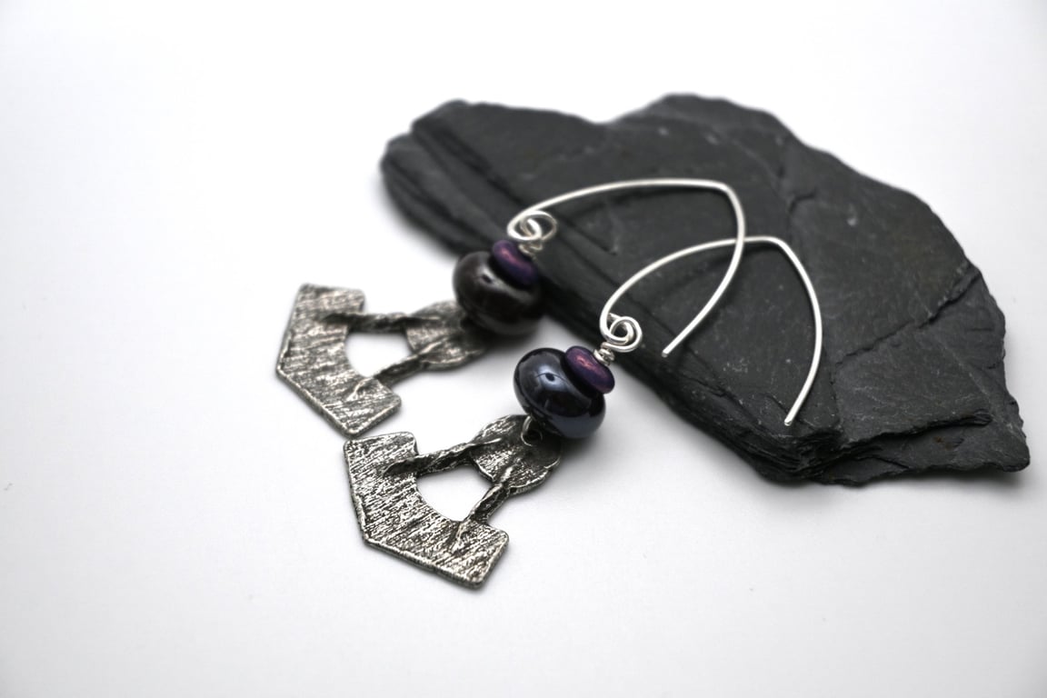 Viking hammer pewter earrings