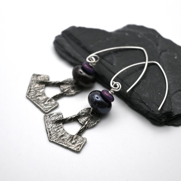 Viking hammer pewter earrings