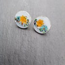 15MM ROUND ENAMELLED STERLING SILVER STUDS