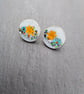 15MM ROUND ENAMELLED STERLING SILVER STUDS