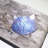 Handmade Coloured Titanium Cat Brooch - UK Free Post