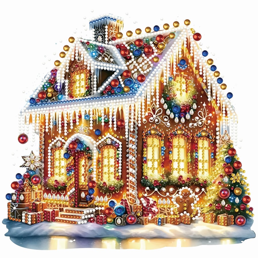 Christmas House Art Kit, 5D DIY Festive Diamond Painting Art Kit, Unique Table T