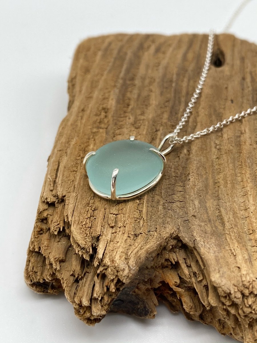 Aqua Sea Glass Necklace