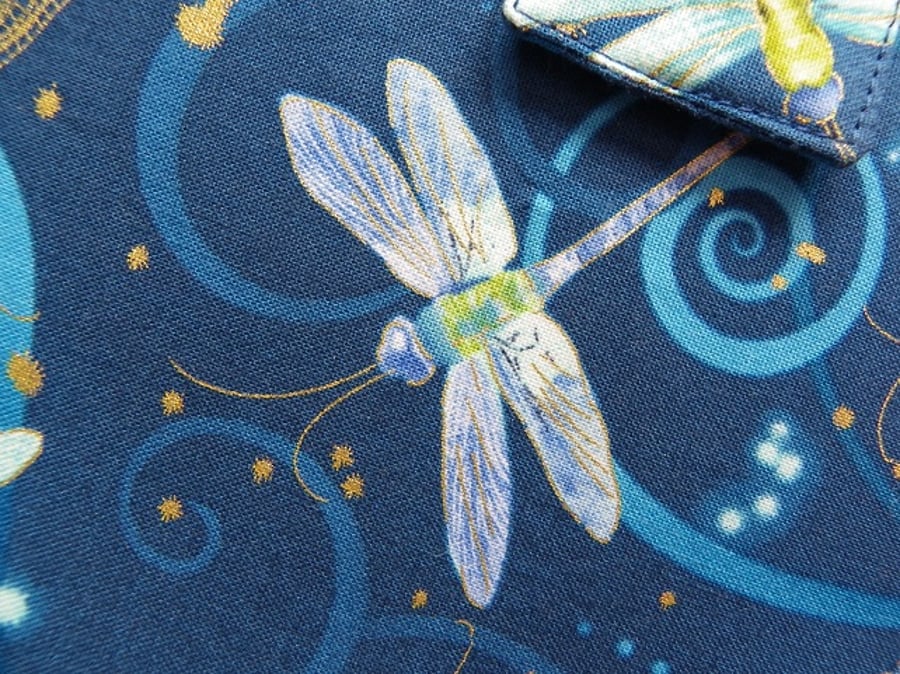 A5 Blue Dragonfly Reusable Notebook Cover