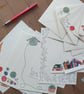 Illustrated letter paper and envelopes with a mix of original designs - Image 1