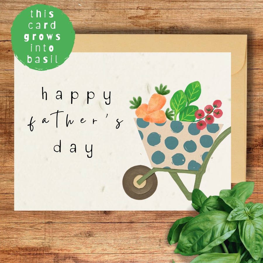 Plantable Basil Seed Father's Day Card, Eco Friendly Gardening Gift For Dad