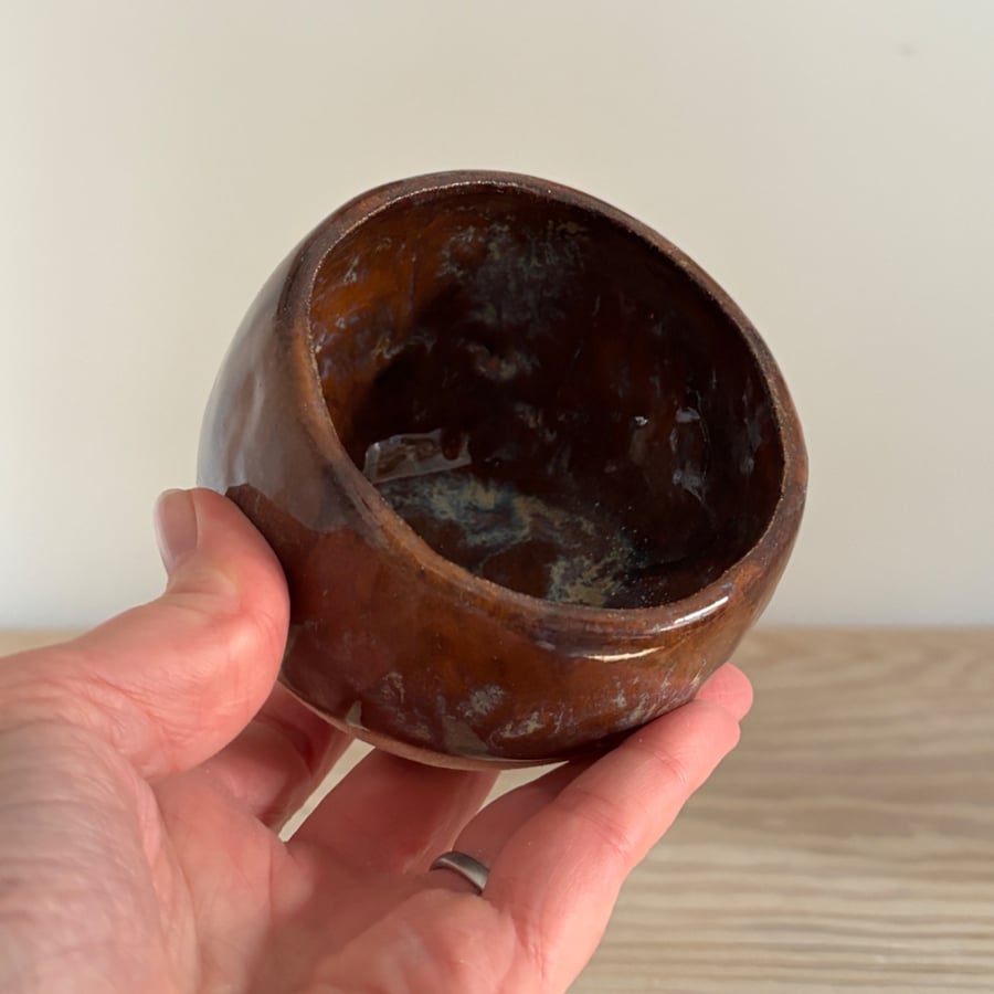 Ceramic salt pig, stoneware salt server
