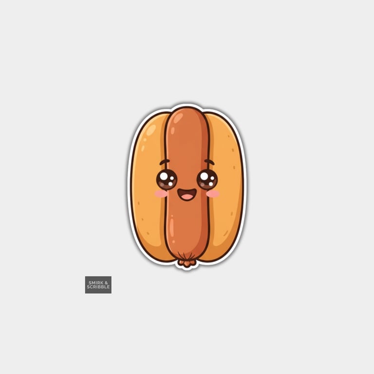 Funny Vinyl Die Cut Sticker For Adults - Cute Kawaii Hot Dog