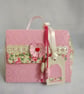 Ribbon Purse Pretty Pink Dotty Circles and Cottage Florals Gift Box - Image 1