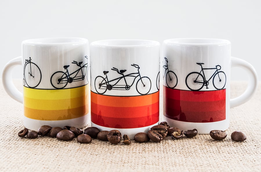 Bicycle Coffee  Espresso Mug Gift for Cycling Fan Cyclist Penny Farthing Tandem