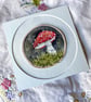 Original window mounted fly agaric watercolour, with embroidered embellishment - Image 1