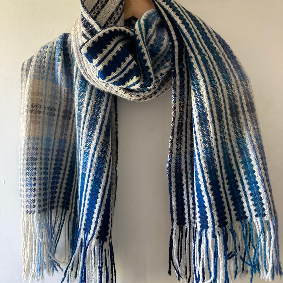 Staithes Cod & Lobster Deflected Doubleweave Handwoven Lambswool Wrap Scarf