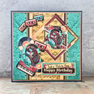 Retro Music Birthday Card For Music Lovers "Just A Note To Say Happy Birthday"