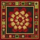 Autumn Marigold Tile Tapestry Kit,  Counted Victorian Cross-stitch,  Calendula