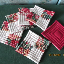 recycled quilted fabric coasters set of six