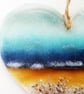 Coastal heart suncatcher, fused glass hanger.  - Image 6