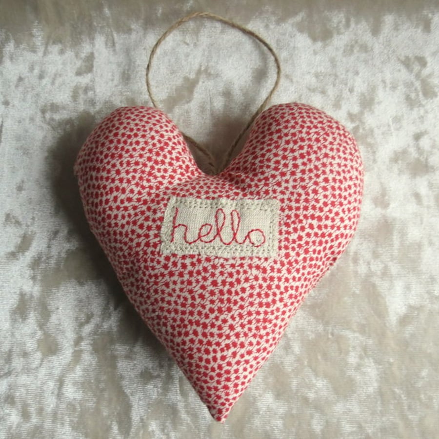 Decorative Heart.  Hello.  A hanging heart made from Liberty Lawn.  Valentine.