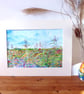 Fen Landscape Watercolour Original Painting of Summer Fields with Wild Flowers  - Image 8