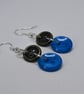 Blue and Grey Vintage Button Earrings - Image 3