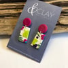 Brightly Coloured Floral Rectangle Polymer Clay Earrings