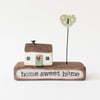 Little Wooden Painted House and Stamped Base in a Bag