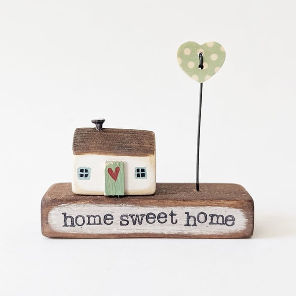 Little Wooden Painted House and Stamped Base in a Bag