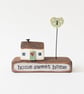 Little Wooden Painted House and Stamped Base in a Bag