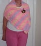 Pink, Lemon and Lavender Hand Knitted Wrap - Image 4
