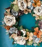 Autumn Floral Door Wreath, Vintage Neutral Faux Flower Door Hanger, 40 cm - Image 6