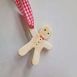 Gingerbread man handmade in ceramic christmas tree ornament only number 3 left