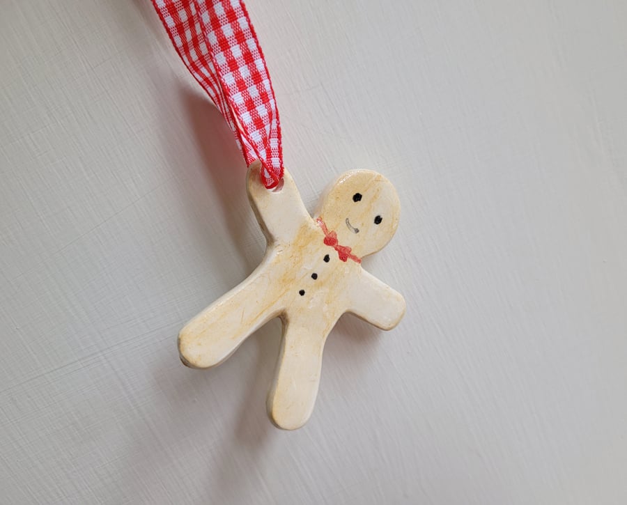 Gingerbread man handmade in ceramic christmas tree ornament only number 3 left