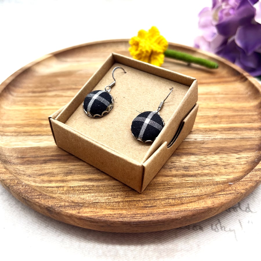 Cornwall Heritage St. Piran Flag Dangle Earrings Handmade Hypoallergenic