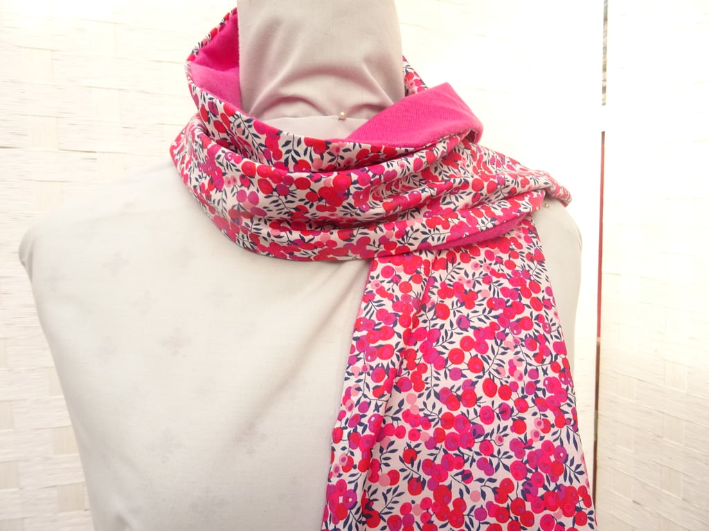 Liberty of London Print Long Scarf.Cotton Tana Lawn Cashmere .  