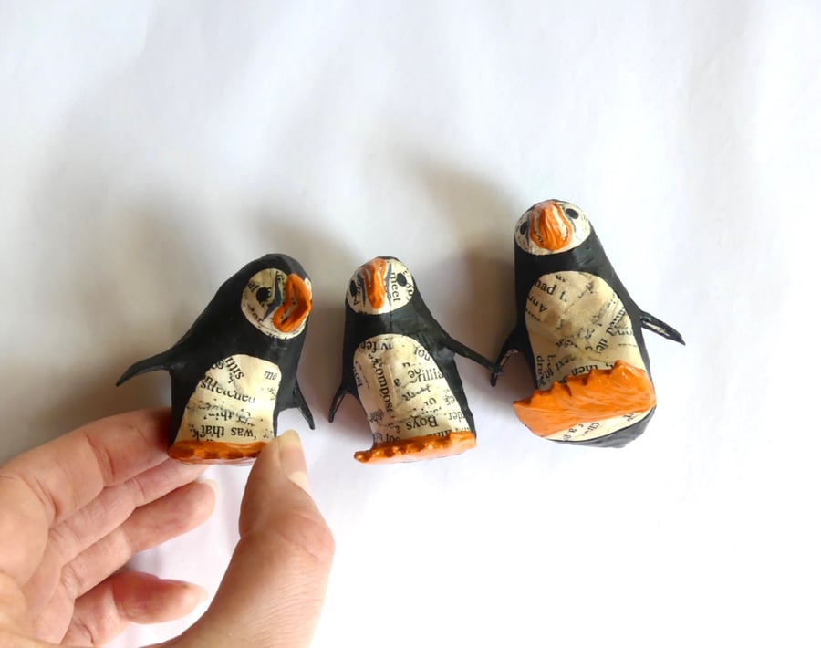 Handmade Orange Puffin - Handmade nature inspired seabird art gifts for readers