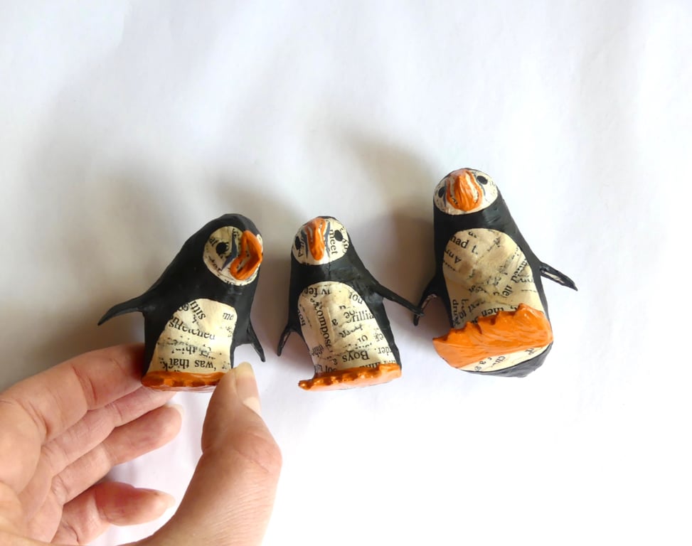 Handmade Orange Puffin - Handmade nature inspired seabird art gifts for readers