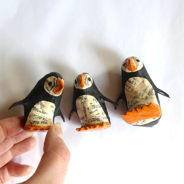 Handmade Orange Puffin - Handmade nature inspired seabird art gifts for readers