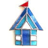 Beach Hut Suncatcher Stained Glass aqua 022