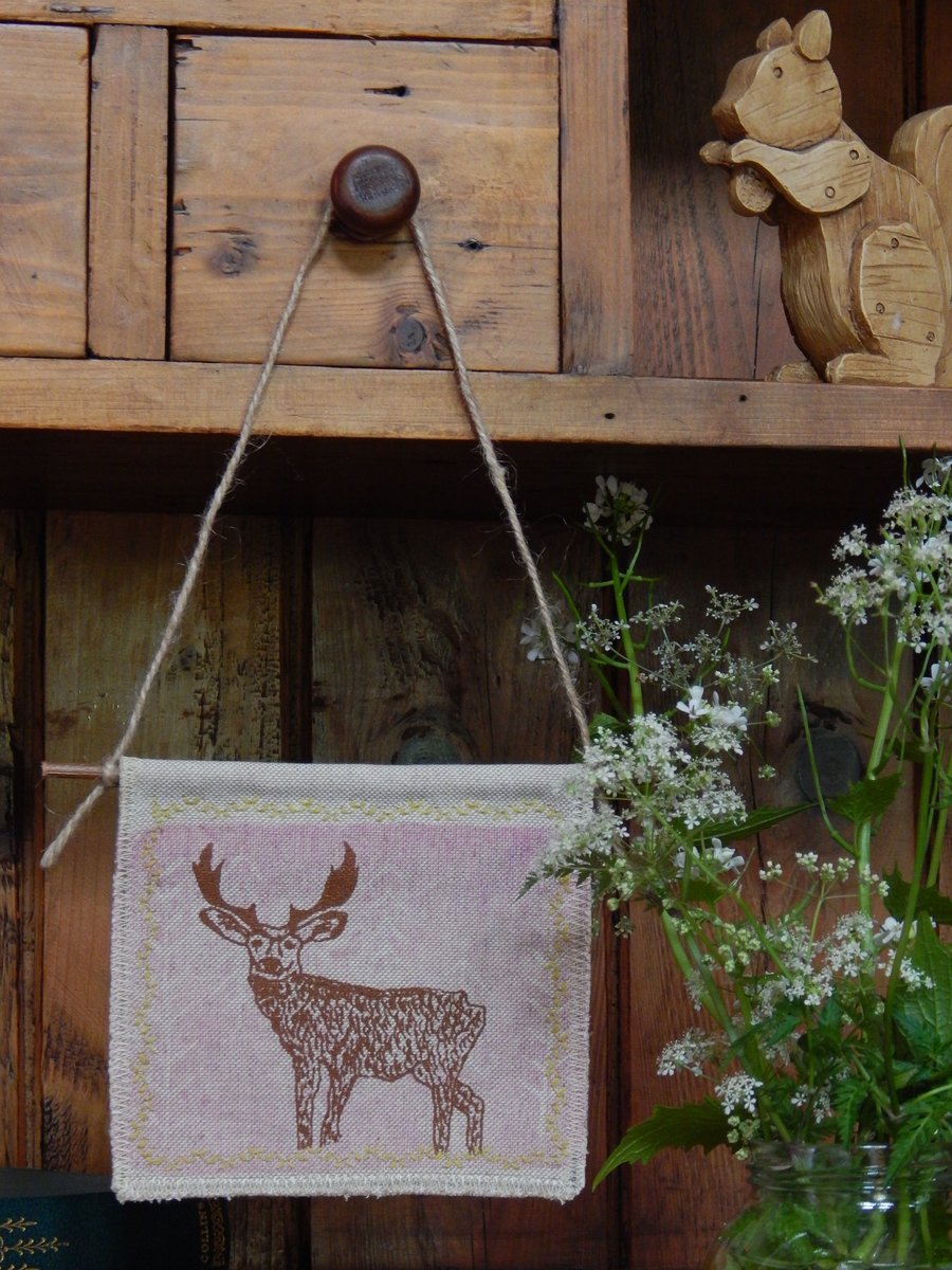 Stag - Pink Screen Printed Hanger 