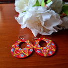 Handpainted wooden earring